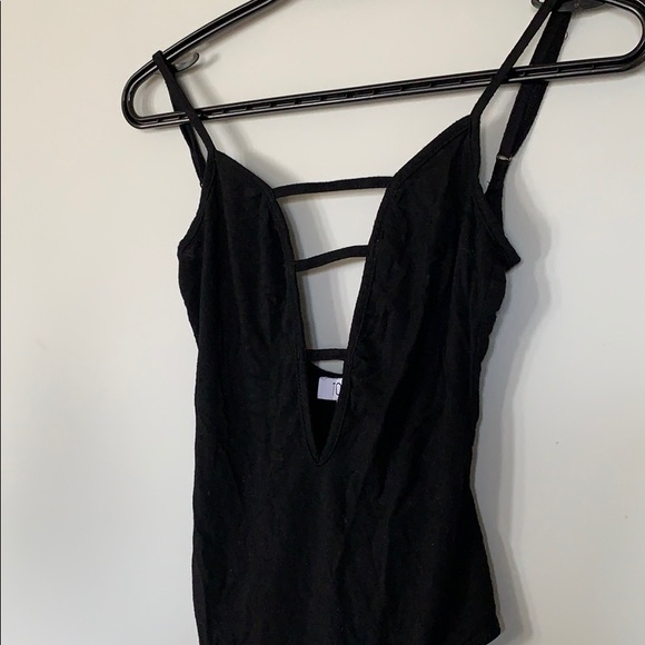 Black bodysuit Tobi • low cut, strappy front - Picture 2 of 4